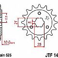 Γρανάζι εμπρόσθιο JT JTF1448.14 δόντια SUZUKI DR650 SE(-T/V/W/X/Y/K1/K2/K3/K4/K5/K6) DR800