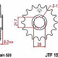 Γρανάζι εμπρόσθιο JT JTF1539.14 δόντια KAWASAKI EX250 Ninja 250R