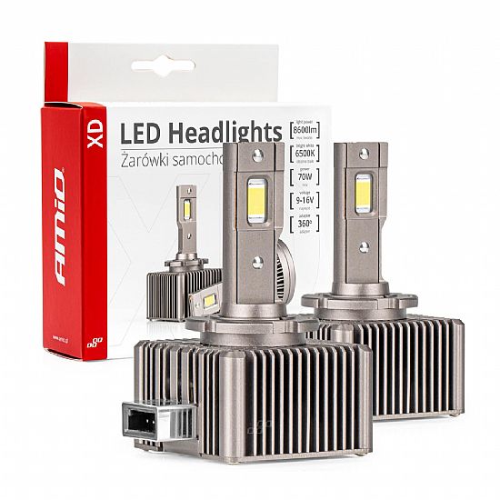 AMIO LED ΜΕ ΨΥΚΤΡΑ D1S/D1R 9-16V 70W 6.500K 8600lm XD SERIES 2 ΤΕΜ.