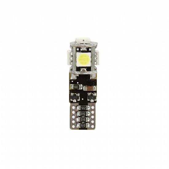 Λάμπα LED Λευκό T10 W5W 12/30V W2,1x9,5d 80lm 5SMD (Καρφωτό-Τριπλοεστιακό- CAN-BUS) 10ΤΕΜ.