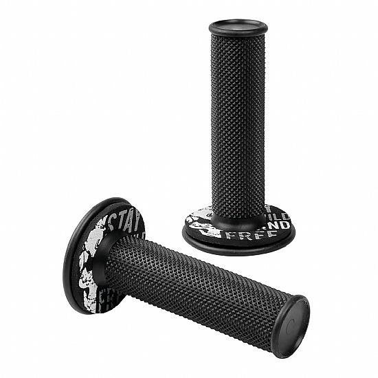 Χειρολαβές Τιμονιού Lampa Moto Donut Μαύρο-Γκρι 22MM+25MM 12CM Ζευγάρι