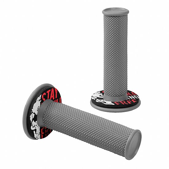 Χειρολαβές Τιμονιού Lampa Moto Donut Γκρι-Κόκκινο 22MM+25MM 12CM Ζευγάρι