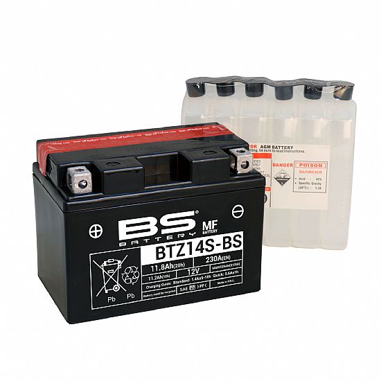 Motorcycle Battery BS Battery BTZ14SBS (YTZ14S-BS) 11.2 Ah