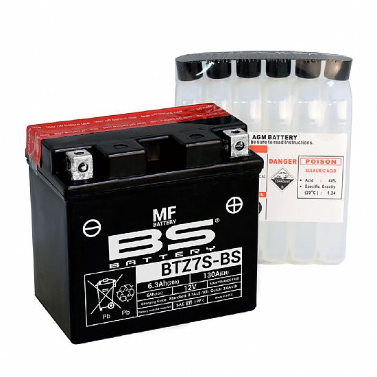Motorcycle Battery BS Battery BTZ7SBS (YTZ7S-BS) 6 Ah
