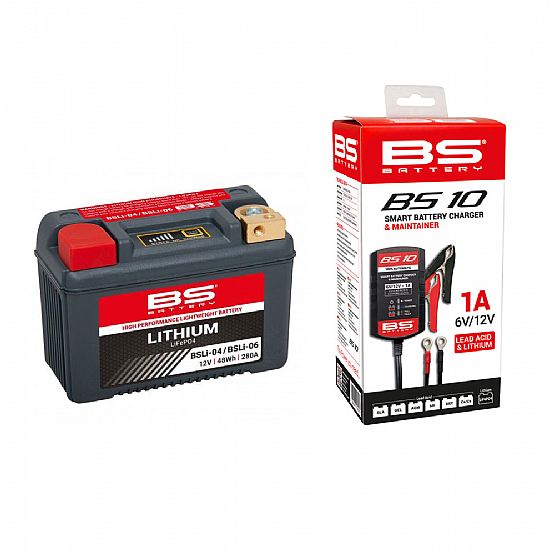BS Battery BSLI 04/06 12V 280 CCA BS10 Charger Combo