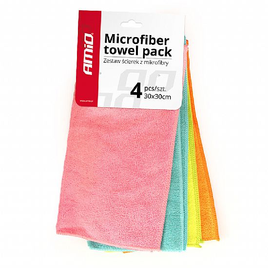 Πανιά Σετ Καθαρισμού Microfiber Amio 30X30cm 4τμχ