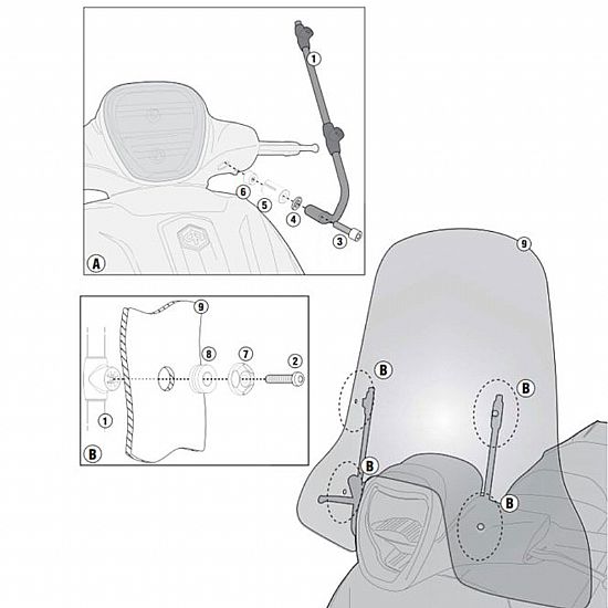 Givi A5615A Mount Kit Piaggio Medley 125/150 20-22