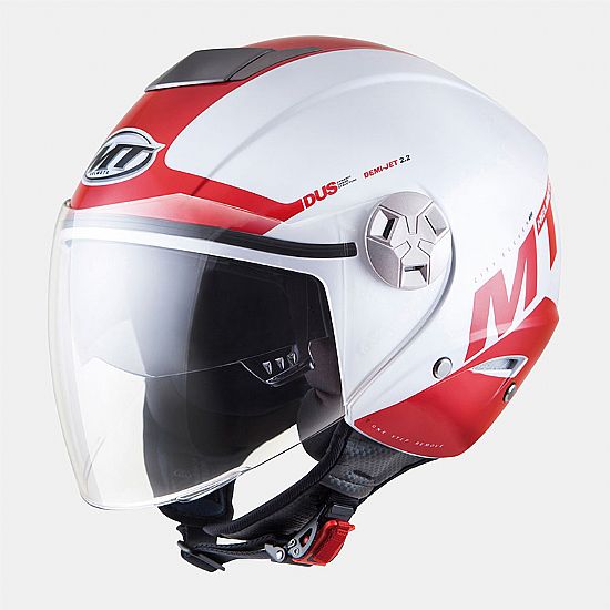 Κράνος Jet MT Helmets City Eleven Άσπρο - Κόκκινο