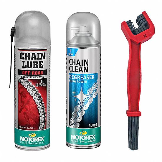 Set MOTOREX Off Road Chain Lube And Degreaser With Chain Brush
