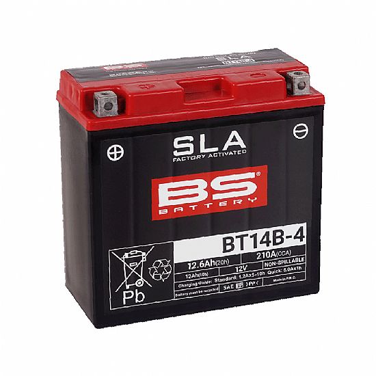 Motorcycle Battery SLA BS Battery BT14B4FA (YT14B-4)