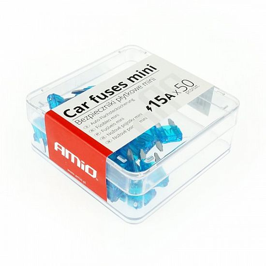 Amio Automotive Fuses Mini Plate Mini Box 50pcs 15A