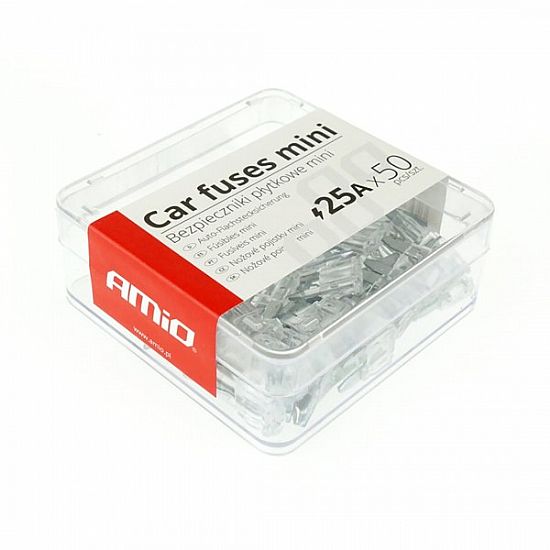 Amio Automotive Fuses Mini Plate Mini Box 50pcs 25A