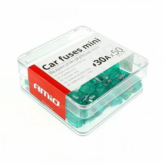 Amio Automotive Fuses Mini Plate Mini Box 50pcs 30A