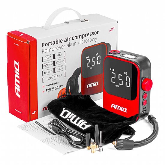 Cordless air compressor Amio 7,4V 10bar/150psi 40W