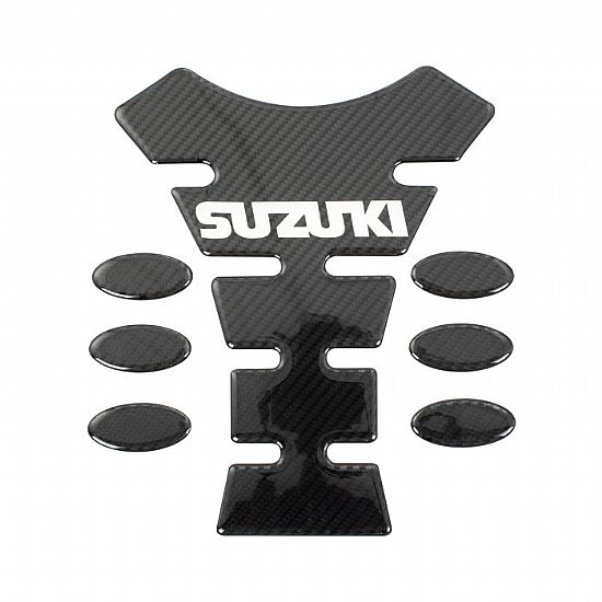 Bike It Carbon Effect Logo Spine Tank Pad Suzuki