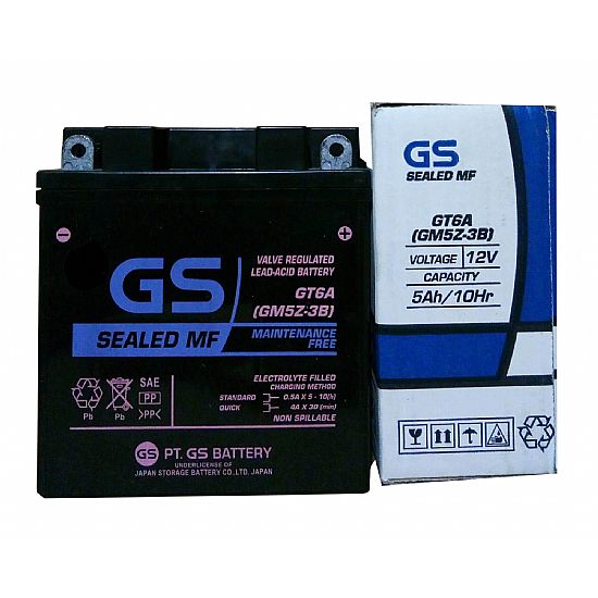 GS Battery Sealed MF GT6A GM5Z-3B ( YB5L-B ) 12V 6AH