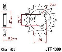 Front sprocket JT JTF1309.14 teeth HONDA TRX400 XR600-650 L