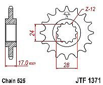 Γρανάζι εμπρόσθιο JT JTF1371.15 HONDA CB600 F-W X Y 1 2 3 4 5 6 Hornet CBF600 S-6 7 Cowl CBR600 F 3