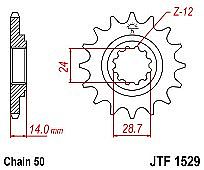 Γρανάζι εμπρόσθιο JT JTF1529.17 δόντια KAWASAKI GPZ-ZX1100/ZRX1200