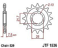 Front sprocket JT JTF1536.16 teeth KAWASAKI ZX-6R (07-12)