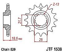 Γρανάζι εμπρόσθιο JT JTF1538.15 δόντια KAWASAKI Z750 (ZR750 J1 J2 J6F L7F L8F L9F LAF)