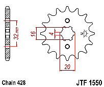 Γρανάζι εμπρόσθιο JT JTF1550.14 δόντια YAMAHA WR 125R / YZF 125R