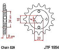 Γρανάζι εμπρόσθιο JT JTF1554.13 δόντια YAMAHA YFS200 blaster / TT-R230 T/V/W/X/Y/Z/A