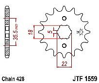 Front sprocket JT JTF1559.14 teeth YAMAHA TW200 (89-12) TRAILWAY