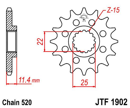 Γρανάζι εμπρόσθιο JT JTF1902.14 δόντια KTM 400 LC4 Enduro / 620 Super Competition