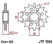 Front sprocket JT JTF1904.16 KTM 950 / 990 Adventure / RC8 1190