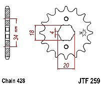 Γρανάζι εμπρόσθιο JT JTF259.14 Δόντια HONDA CG125 / KYMCO 50-90KXR 90 MAXXER