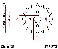 Front sprocket JT JTF273.14 teeth SUZUKI FL125 Address HONDA Supra 100