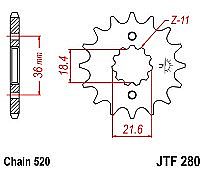Front sprocket JT JTF280.13  AX 1 / NX250 / XL250 DEGREE