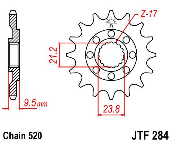 Front sprocket JT JTF284.13 teeth HONDA CRF 450 X (05-09)