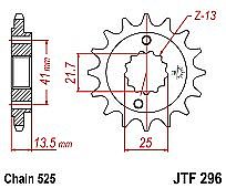 Front sprocket JT JTF296.15 teeth HONDA XLV400-600-650-700 V TRANSALP VT600 C SHADOW