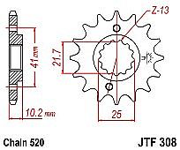 Γρανάζι εμπρόσθιο JT JTF308.14 Δόντια HONDA FMX-SLR-NX650 / APRILIA 650 PEGASO / YAMAHA XT660 R-X-Z TENERE