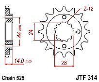 Γρανάζι εμπρόσθιο JT JTF314.16 Δόντια HONDA XRV750 AFRICA TWIN