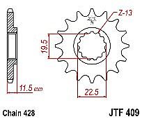 Front Sprocket JT JTF409 16 Teeth SUZUKI DR125 SP125