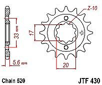 Γρανάζι JT Εμπρός JTF430 13-14-15 Δόντια SUZUKI RM-Z250 GT-GS-GSX250 KAWASAKI KX250