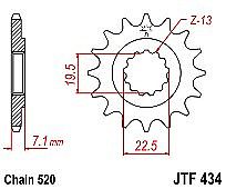 Γρανάζι JT Εμπρός JTF434 15 Δόντια SUZUKI GZ250 TU250 X VL250 INTRUDER