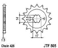 Front Sprocket JT JTF505 13-14-15 Teeth (Modenas 100 - 115 Kaze-R - KZR100)