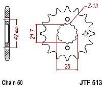 Γρανάζι JT Εμπρός JTF513 14-15-16-17-18 Δόντια (SUZUKI GSX600-R 750-1100-1300 GSF1250 KAWASAKI ZX600)
