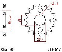 Γρανάζι JT Εμπρός JTF517 16-17-18 ΔΟΝΤΙΑ (KAWASAKI ZR1100 ZZ-R1100-1400 ZX-14-NINJA)