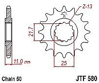 Γρανάζι JT Εμπρός JTF580 15-16-17 Δόντια YAMAHA FZ6 YZF-R6-750-1000 FZR750-1000