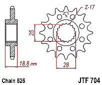 Front sprocket JT JTF704 16-17 teeth APRILIA 1000 RSV 1000 TUONO R BMW 650-800 GS