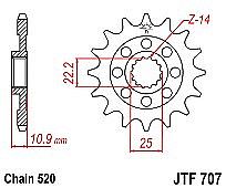 Front sprocket JT JTF707 15 teeth APRILIA 450-550 RXV-SXV