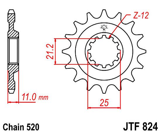 Front sprocket JT JTF824 16-17 teeth Husqvarna 510-570-610-630 SM 630 SMR 510-570-610 TE