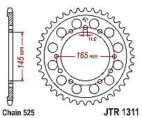 Rear sprocket JT R1311 45 Teeth