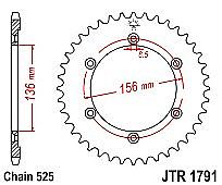 Γρανάζι πίσω JT JTR1791 41-43 Δόντια