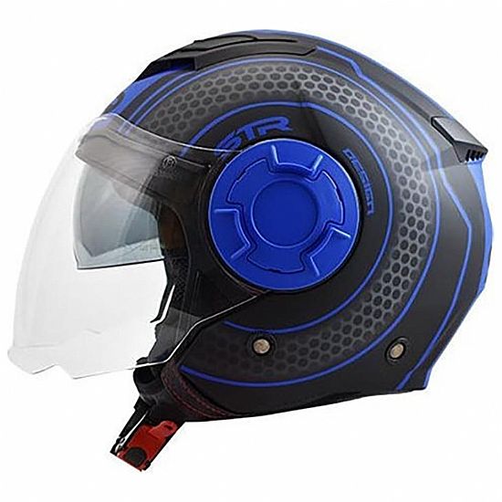 STR Tron Jet Helmet Black Blue